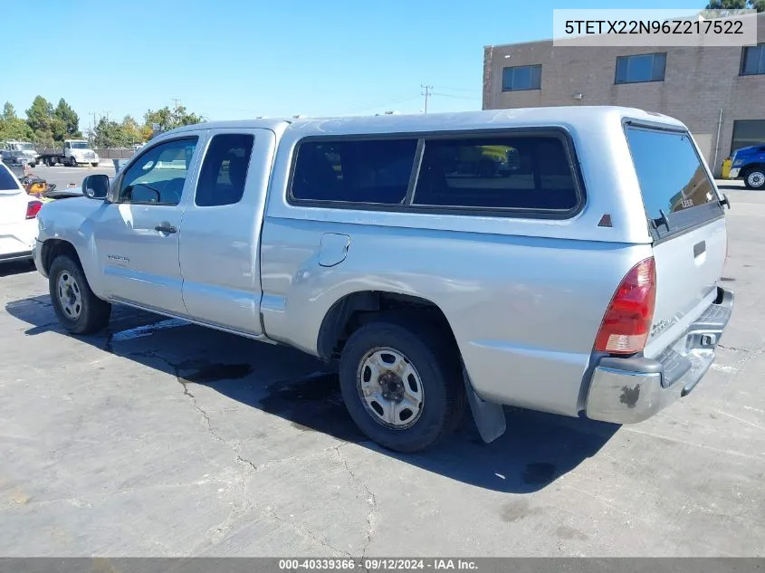 2006 Toyota Tacoma VIN: 5TETX22N96Z217522 Lot: 40339366