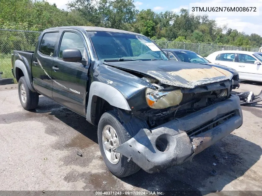 2006 Toyota Tacoma Prerunner V6 VIN: 3TMJU62N76M008672 Lot: 40371243