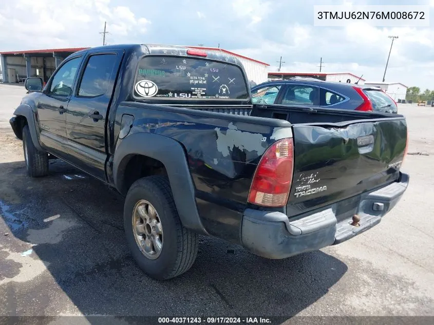 2006 Toyota Tacoma Prerunner V6 VIN: 3TMJU62N76M008672 Lot: 40371243