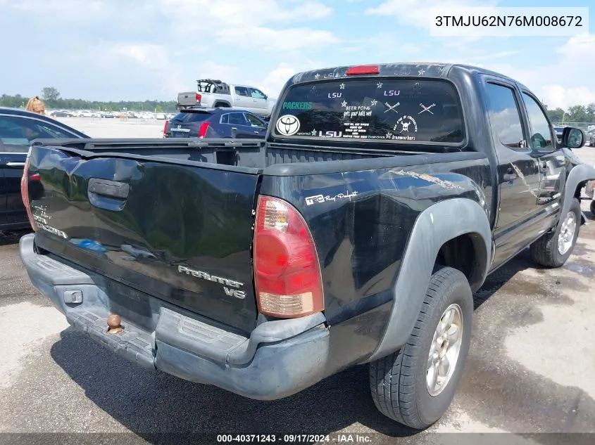 2006 Toyota Tacoma Prerunner V6 VIN: 3TMJU62N76M008672 Lot: 40371243