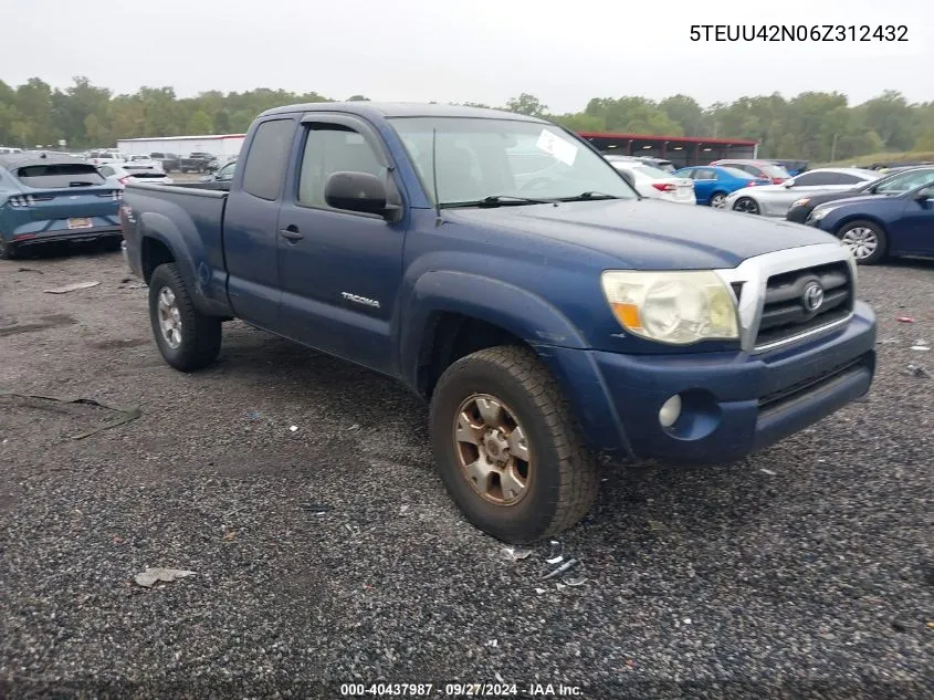 2006 Toyota Tacoma Base V6 VIN: 5TEUU42N06Z312432 Lot: 40437987