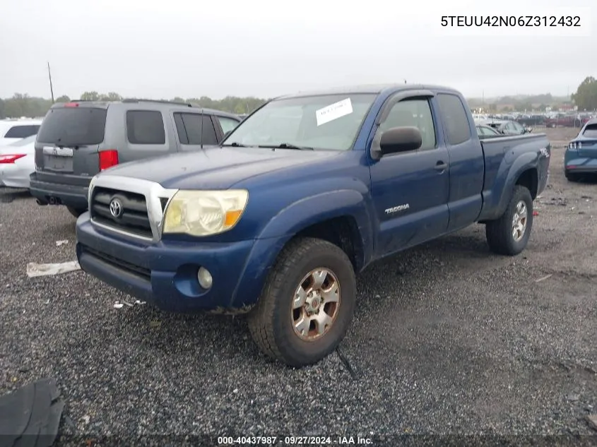 2006 Toyota Tacoma Base V6 VIN: 5TEUU42N06Z312432 Lot: 40437987