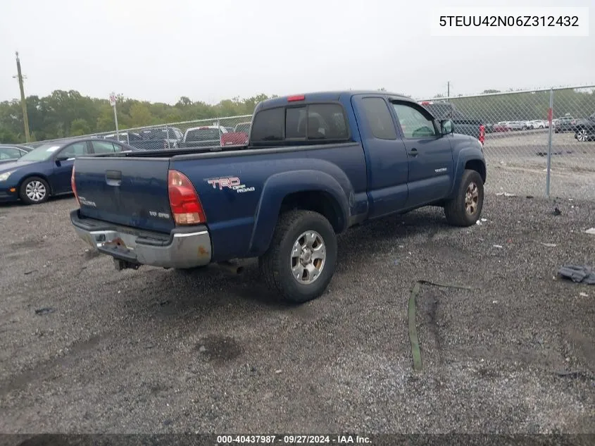 2006 Toyota Tacoma Base V6 VIN: 5TEUU42N06Z312432 Lot: 40437987