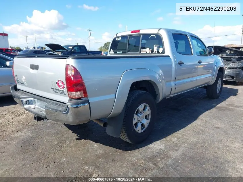 2006 Toyota Tacoma Prerunner V6 VIN: 5TEKU72N46Z290203 Lot: 40607876