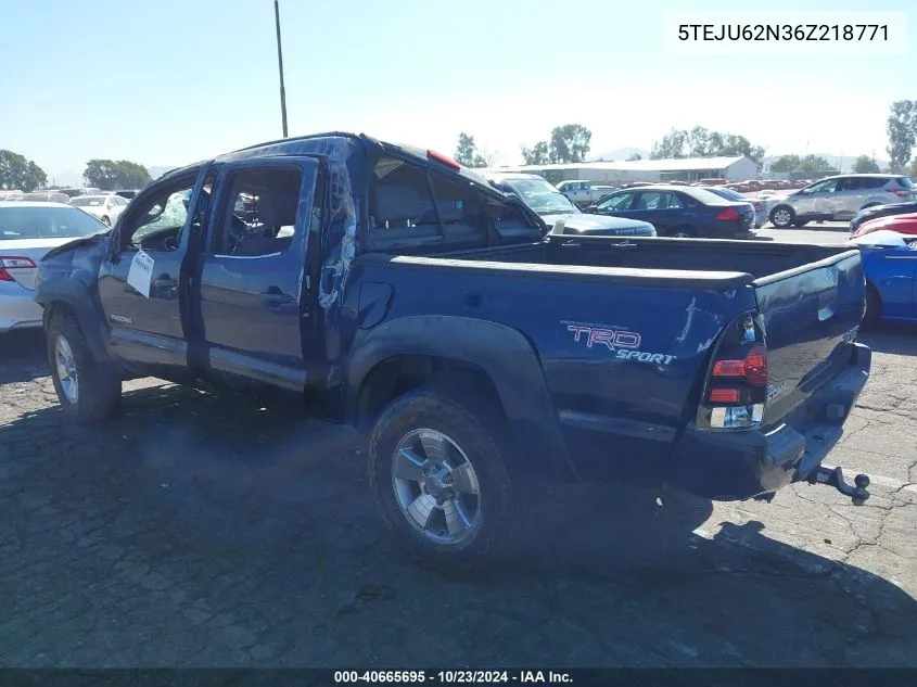 2006 Toyota Tacoma Double Cab Prerunner VIN: 5TEJU62N36Z218771 Lot: 40665695