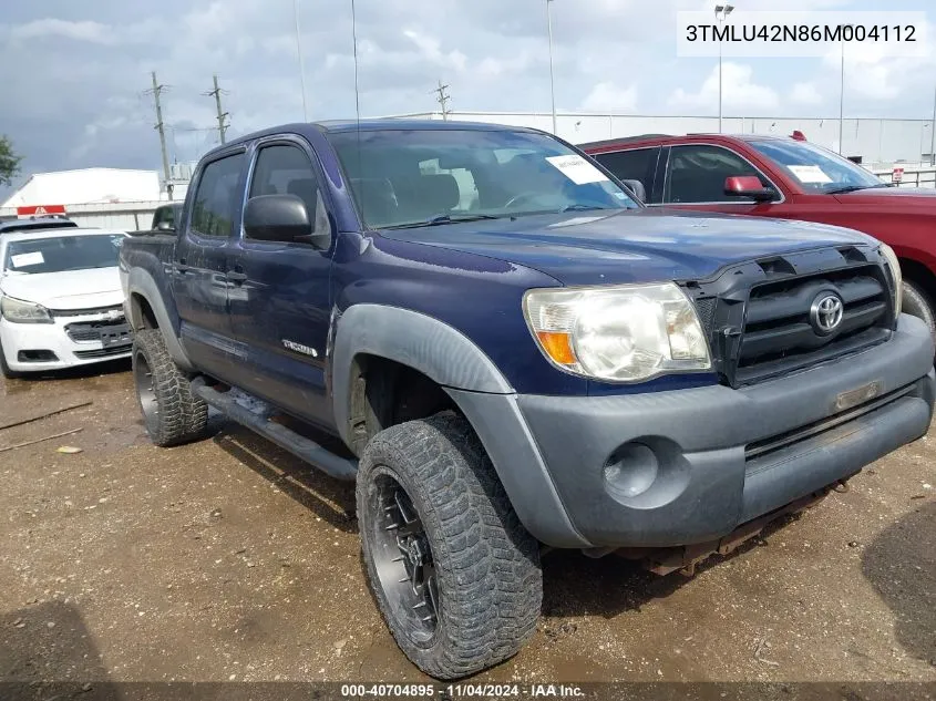 2006 Toyota Tacoma Base V6 VIN: 3TMLU42N86M004112 Lot: 40704895