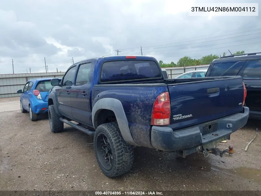 2006 Toyota Tacoma Base V6 VIN: 3TMLU42N86M004112 Lot: 40704895