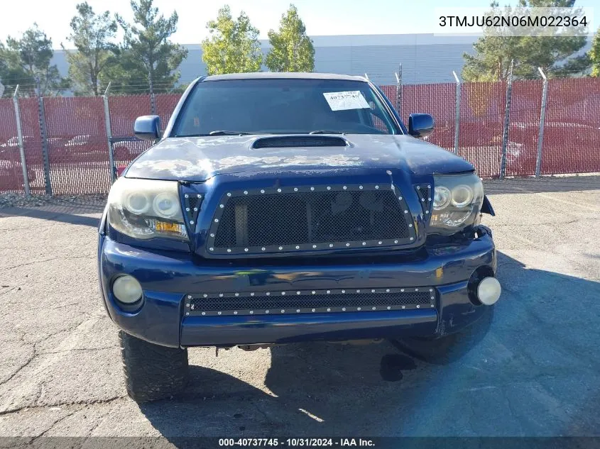 2006 Toyota Tacoma Double Cab Prerunner VIN: 3TMJU62N06M022364 Lot: 40737745