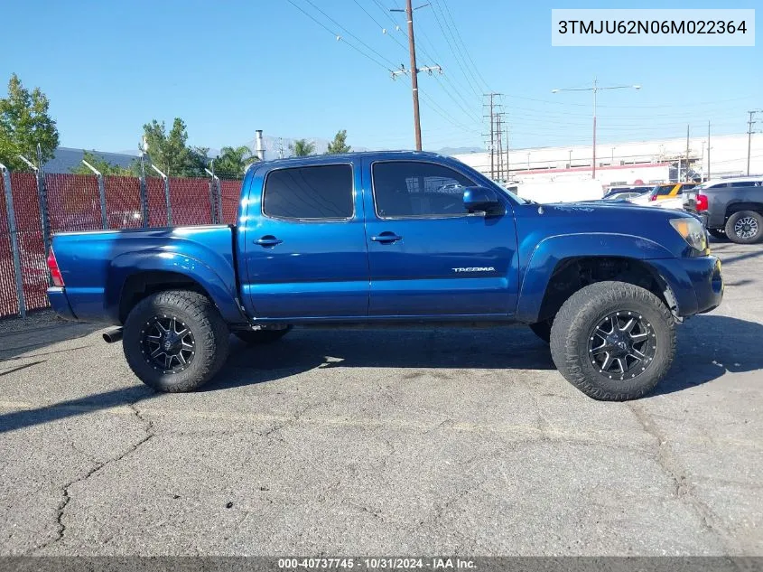 2006 Toyota Tacoma Double Cab Prerunner VIN: 3TMJU62N06M022364 Lot: 40737745