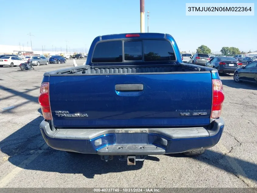 2006 Toyota Tacoma Double Cab Prerunner VIN: 3TMJU62N06M022364 Lot: 40737745