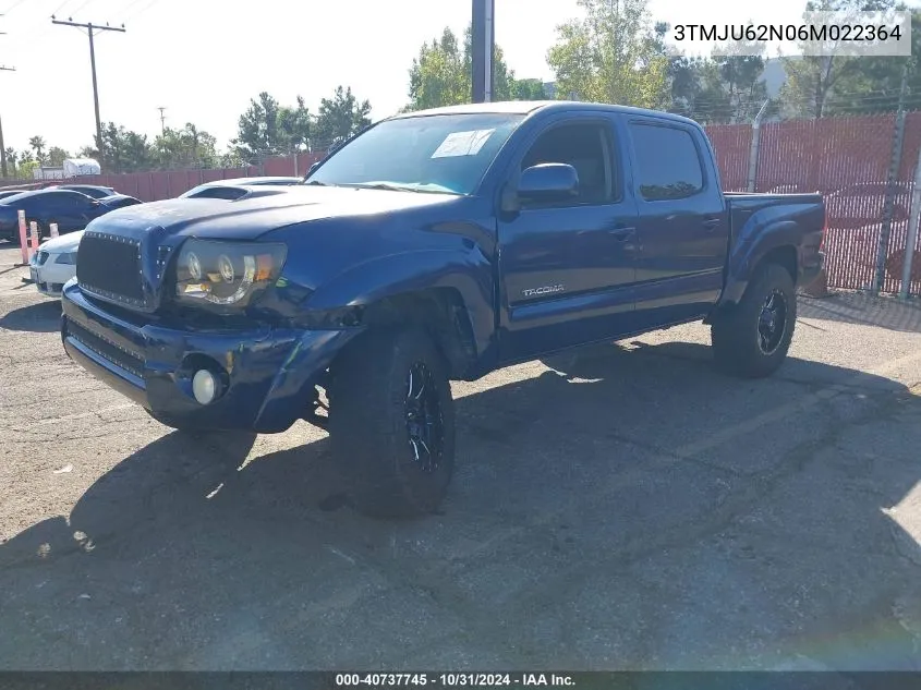 2006 Toyota Tacoma Double Cab Prerunner VIN: 3TMJU62N06M022364 Lot: 40737745