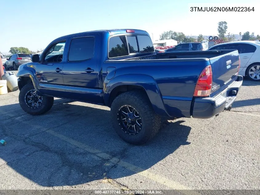 2006 Toyota Tacoma Double Cab Prerunner VIN: 3TMJU62N06M022364 Lot: 40737745