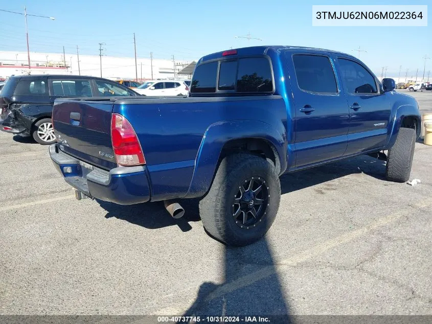 2006 Toyota Tacoma Double Cab Prerunner VIN: 3TMJU62N06M022364 Lot: 40737745