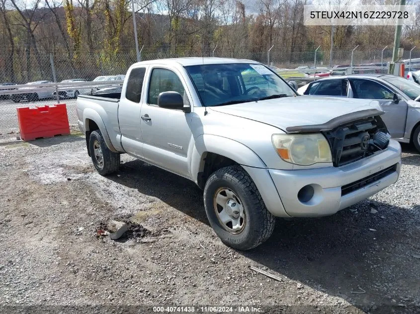 2006 Toyota Tacoma VIN: 5TEUX42N16Z229728 Lot: 40741438