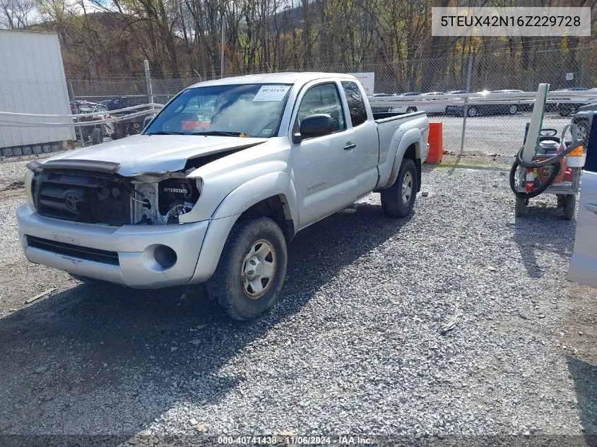 2006 Toyota Tacoma VIN: 5TEUX42N16Z229728 Lot: 40741438