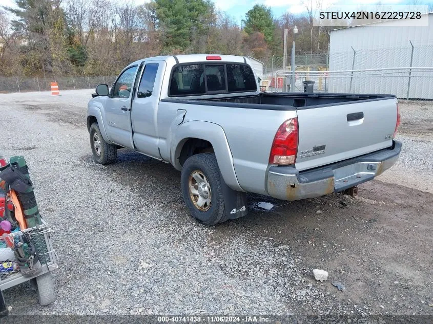 2006 Toyota Tacoma VIN: 5TEUX42N16Z229728 Lot: 40741438