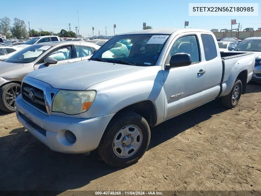 2006 Toyota Tacoma VIN: 5TETX22N56Z180985 Lot: 40748268