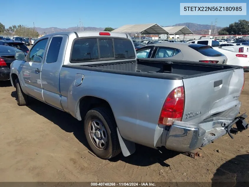 2006 Toyota Tacoma VIN: 5TETX22N56Z180985 Lot: 40748268