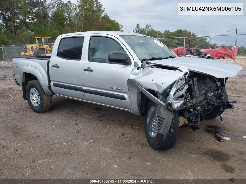 2006 Toyota Tacoma Double Cab VIN: 3TMLU42NX6M006105 Lot: 40758745