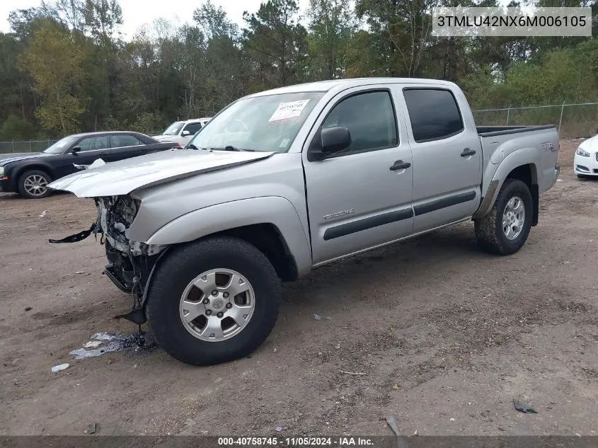 2006 Toyota Tacoma Double Cab VIN: 3TMLU42NX6M006105 Lot: 40758745