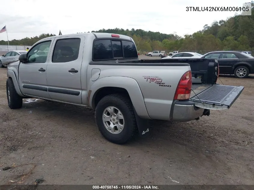 2006 Toyota Tacoma Double Cab VIN: 3TMLU42NX6M006105 Lot: 40758745