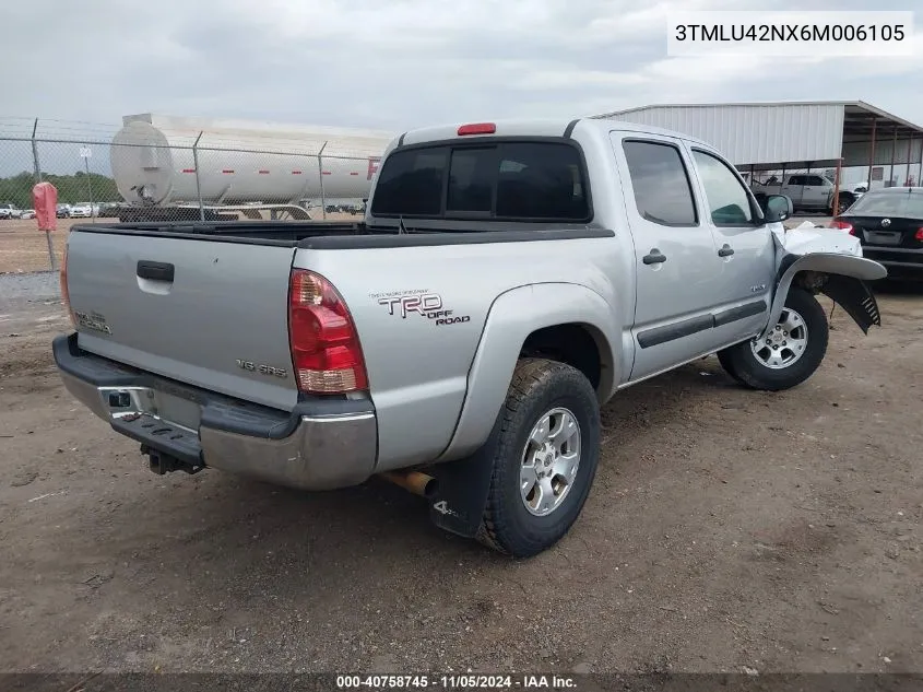 2006 Toyota Tacoma Double Cab VIN: 3TMLU42NX6M006105 Lot: 40758745