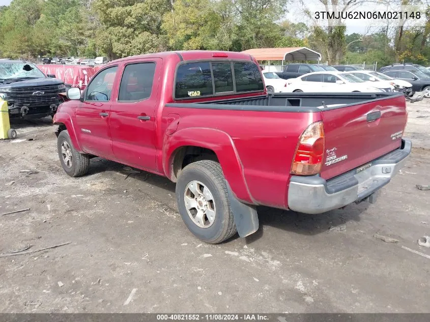 2006 Toyota Tacoma Prerunner V6 VIN: 3TMJU62N06M021148 Lot: 40821552