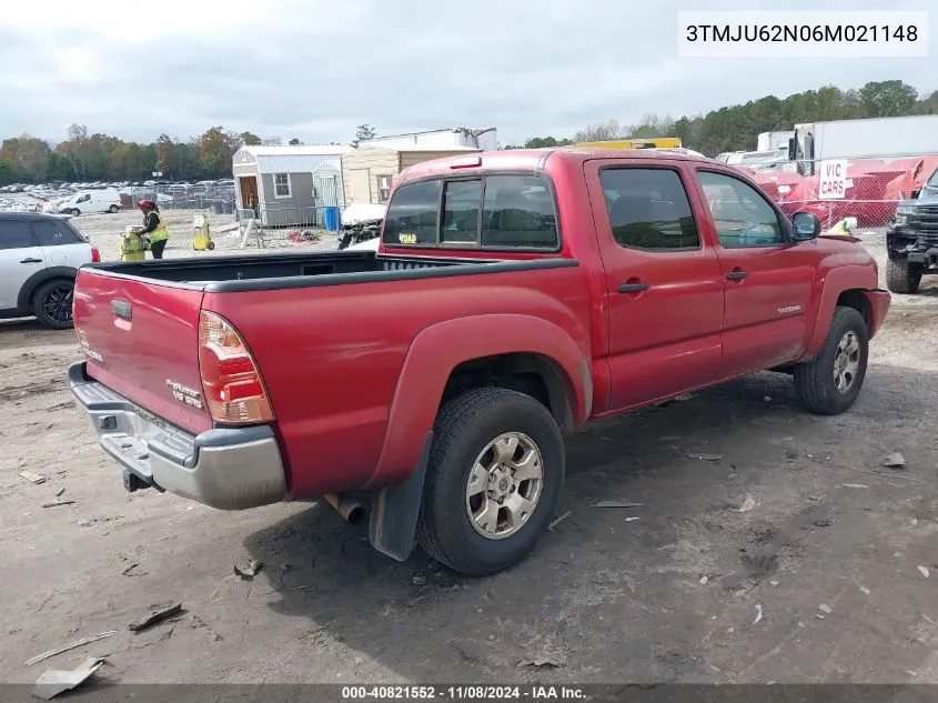 2006 Toyota Tacoma Prerunner V6 VIN: 3TMJU62N06M021148 Lot: 40821552