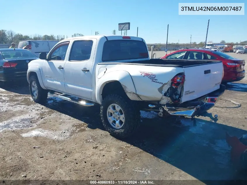 2006 Toyota Tacoma Double Cab VIN: 3TMLU42N06M007487 Lot: 40860933