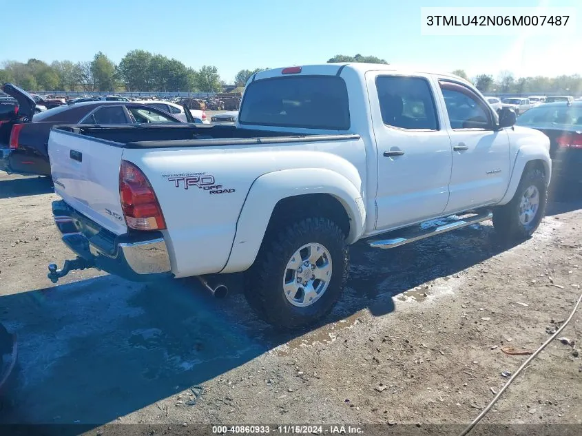 2006 Toyota Tacoma Double Cab VIN: 3TMLU42N06M007487 Lot: 40860933