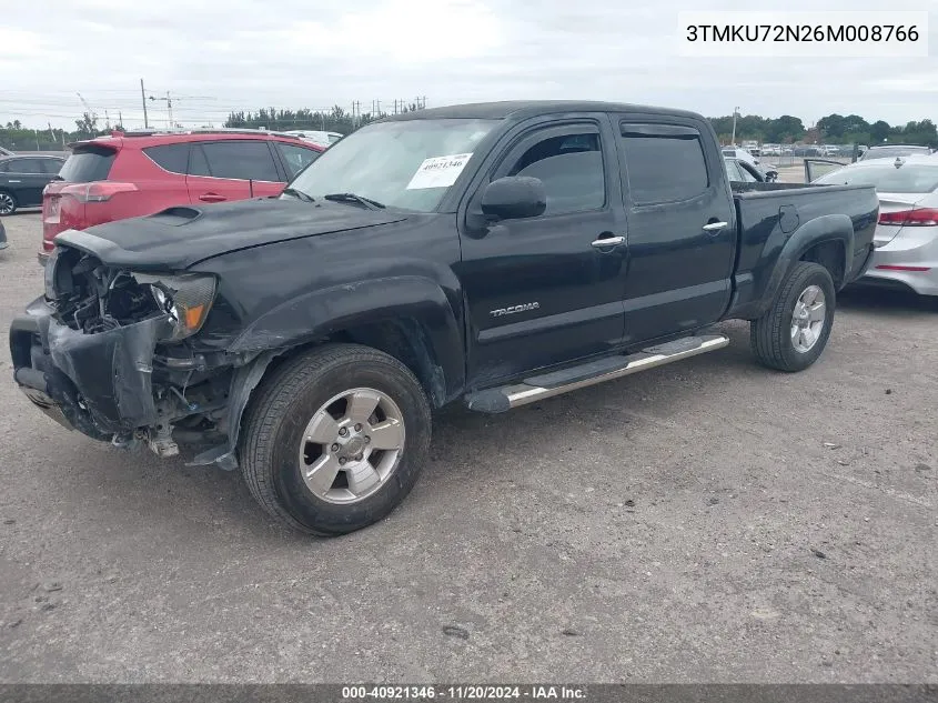 2006 Toyota Tacoma Dbl Cab Prerunner Lng Bed VIN: 3TMKU72N26M008766 Lot: 40921346