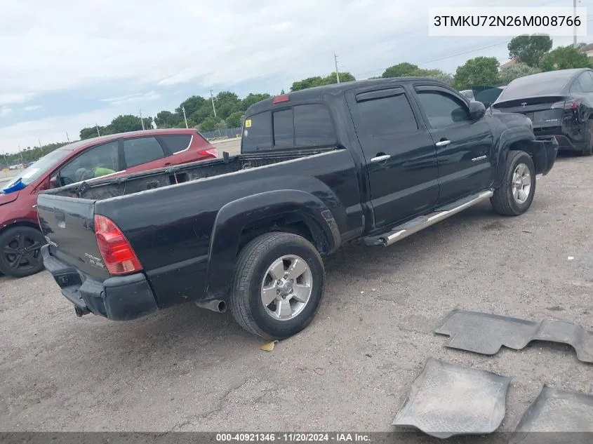 2006 Toyota Tacoma Dbl Cab Prerunner Lng Bed VIN: 3TMKU72N26M008766 Lot: 40921346