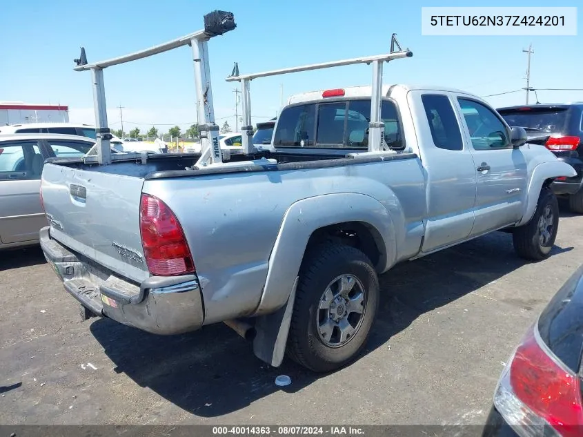 2007 Toyota Tacoma Prerunner V6 VIN: 5TETU62N37Z424201 Lot: 40014363