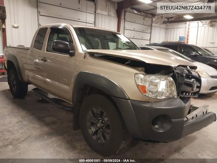 2007 Toyota Tacoma Base V6 VIN: 5TEUU42N87Z434778 Lot: 40051051