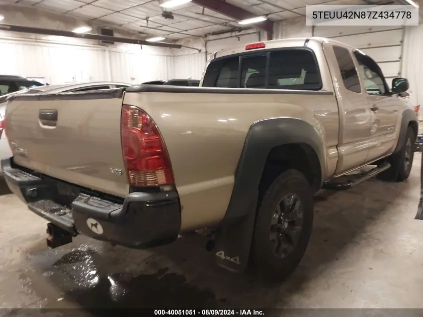 2007 Toyota Tacoma Base V6 VIN: 5TEUU42N87Z434778 Lot: 40051051