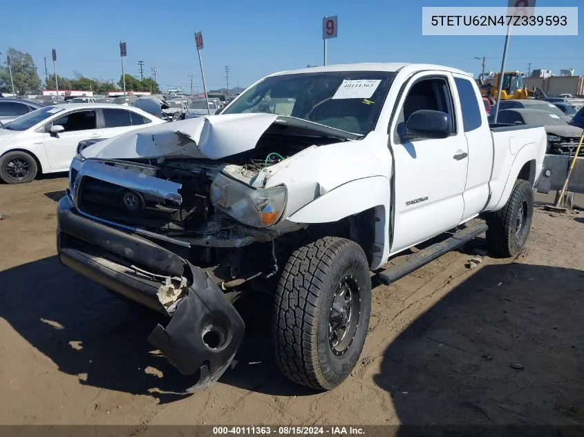 2007 Toyota Tacoma Prerunner V6 VIN: 5TETU62N47Z339593 Lot: 40111363