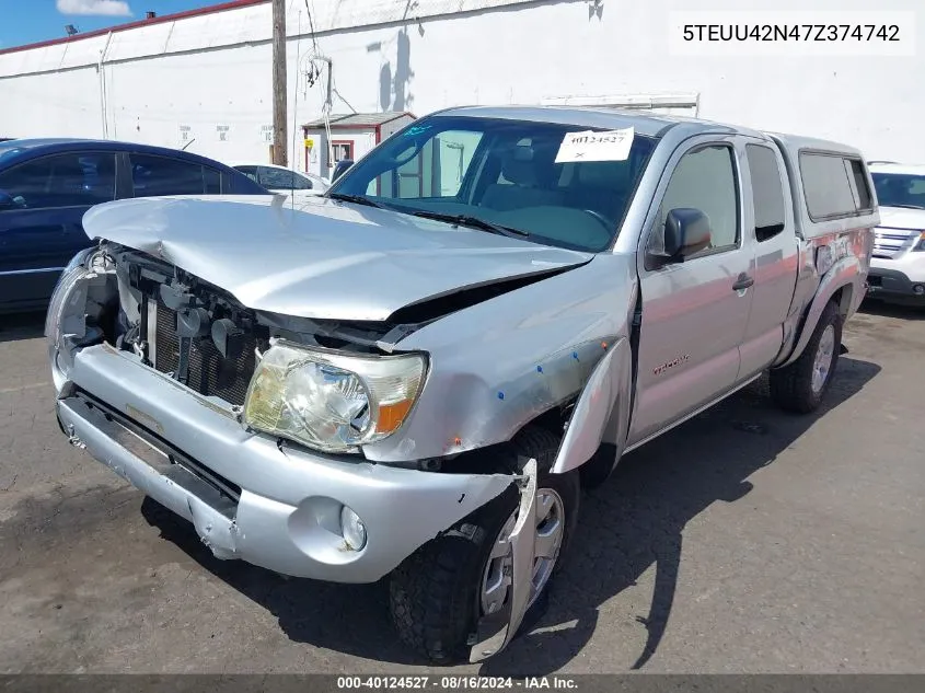 2007 Toyota Tacoma Base V6 VIN: 5TEUU42N47Z374742 Lot: 40124527