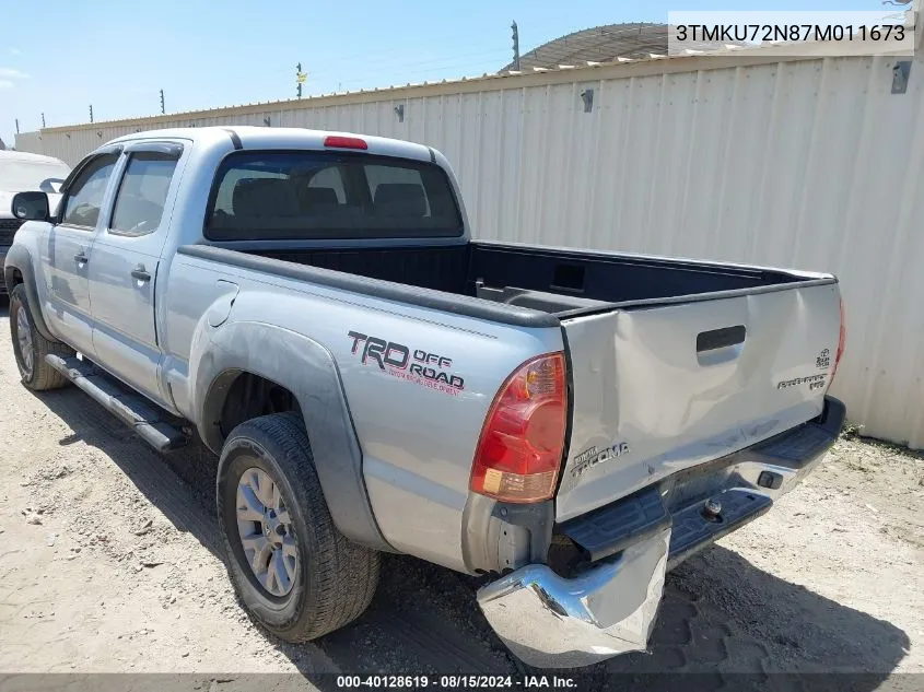 2007 Toyota Tacoma Prerunner V6 VIN: 3TMKU72N87M011673 Lot: 40128619