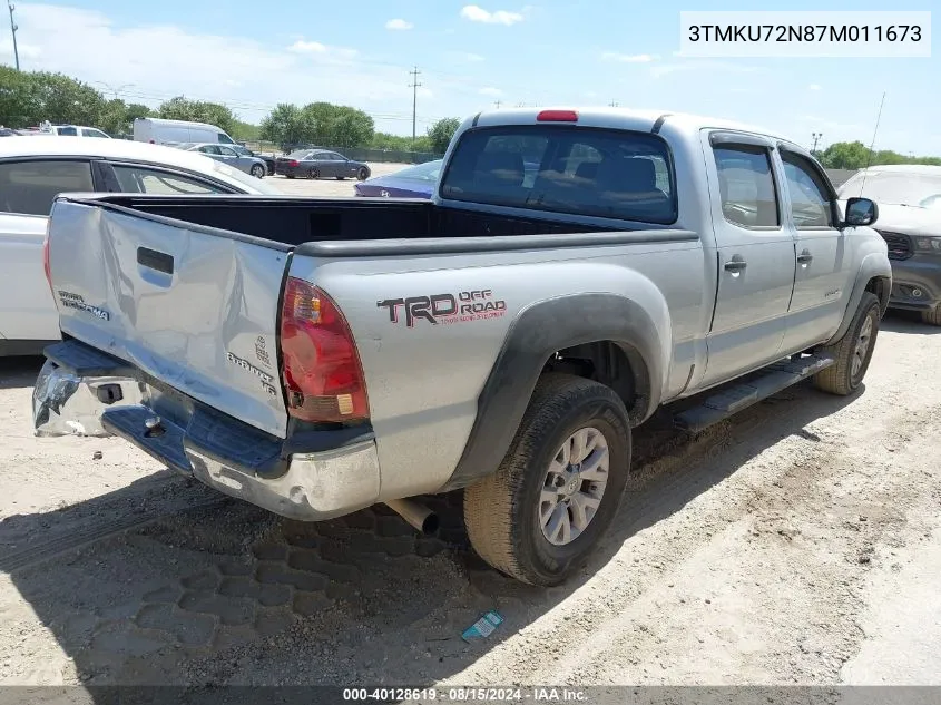 2007 Toyota Tacoma Prerunner V6 VIN: 3TMKU72N87M011673 Lot: 40128619