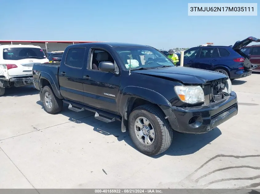 2007 Toyota Tacoma Double Cab Prerunner VIN: 3TMJU62N17M035111 Lot: 40155922