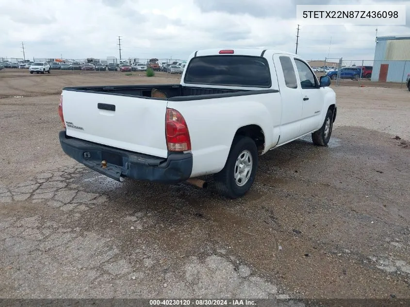 2007 Toyota Tacoma VIN: 5TETX22N87Z436098 Lot: 40230120