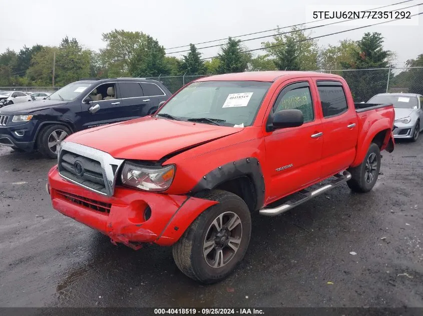 2007 Toyota Tacoma Prerunner V6 VIN: 5TEJU62N77Z351292 Lot: 40418519