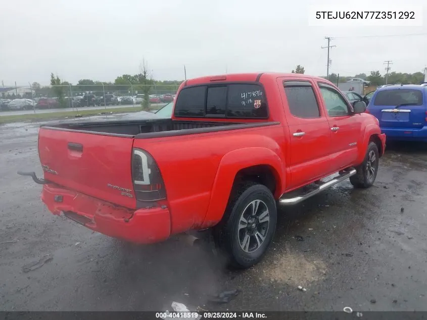 2007 Toyota Tacoma Prerunner V6 VIN: 5TEJU62N77Z351292 Lot: 40418519