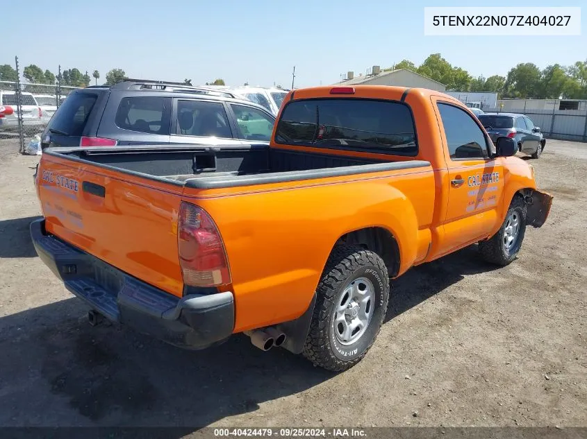 2007 Toyota Tacoma VIN: 5TENX22N07Z404027 Lot: 40424479