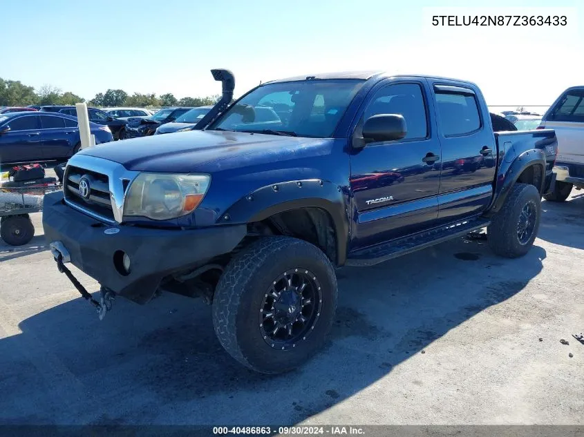 2007 Toyota Tacoma Base V6 VIN: 5TELU42N87Z363433 Lot: 40486863