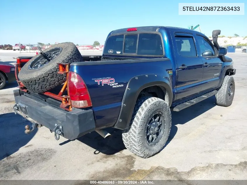 2007 Toyota Tacoma Base V6 VIN: 5TELU42N87Z363433 Lot: 40486863