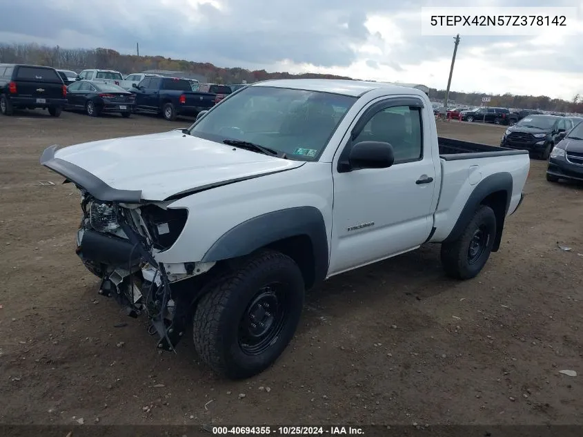 2007 Toyota Tacoma VIN: 5TEPX42N57Z378142 Lot: 40694355