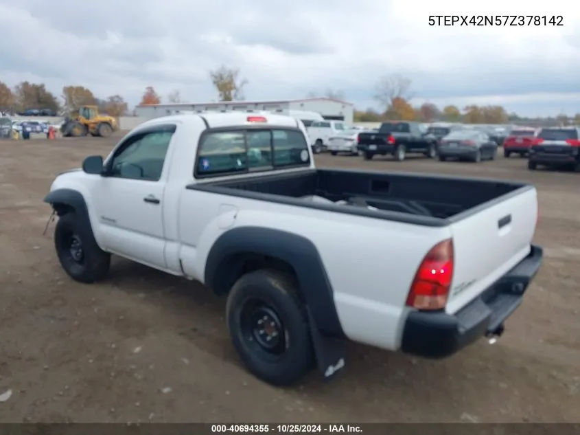 2007 Toyota Tacoma VIN: 5TEPX42N57Z378142 Lot: 40694355