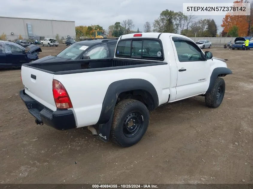 2007 Toyota Tacoma VIN: 5TEPX42N57Z378142 Lot: 40694355