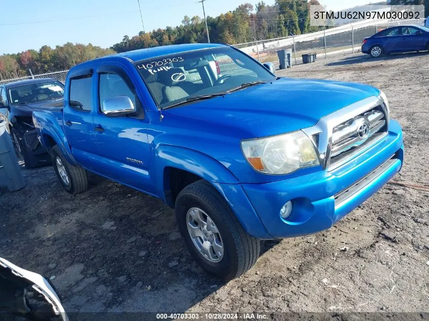 2007 Toyota Tacoma Double Cab Prerunner VIN: 3TMJU62N97M030092 Lot: 40703303